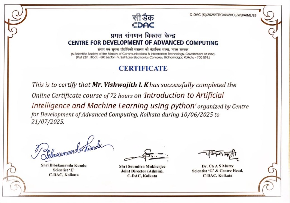 AI/ML using Python certificate